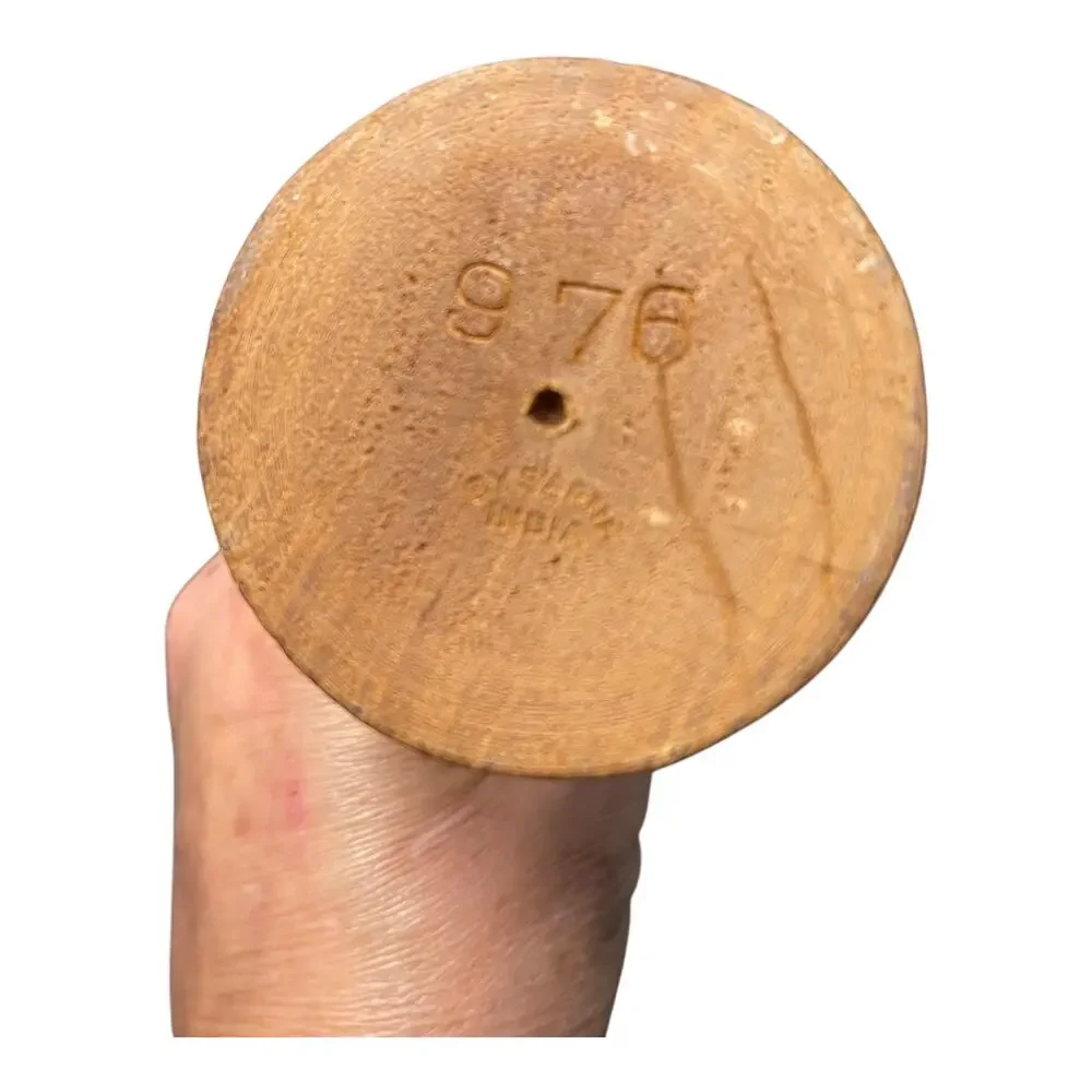 Hand-Carved Wooden Tea Light Candle Holder Floral Design Signed Made in India - Picture 8 of 9